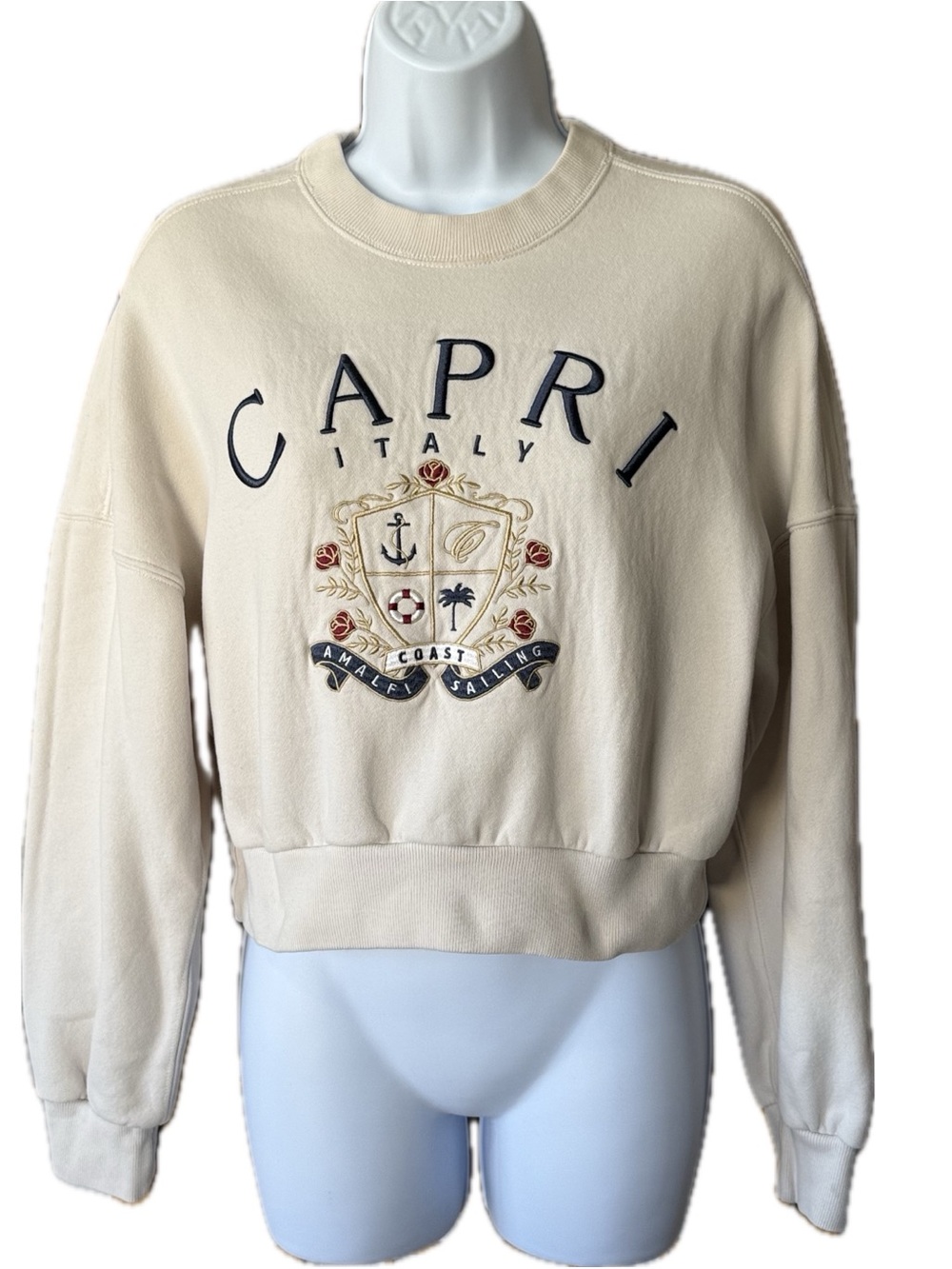Abercrombie & Fitch Crew Neck Cropped Sweatshirt